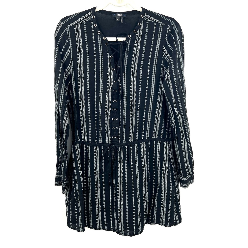 Paige poet tunic top black boho southwestern striped lightweight blouse M